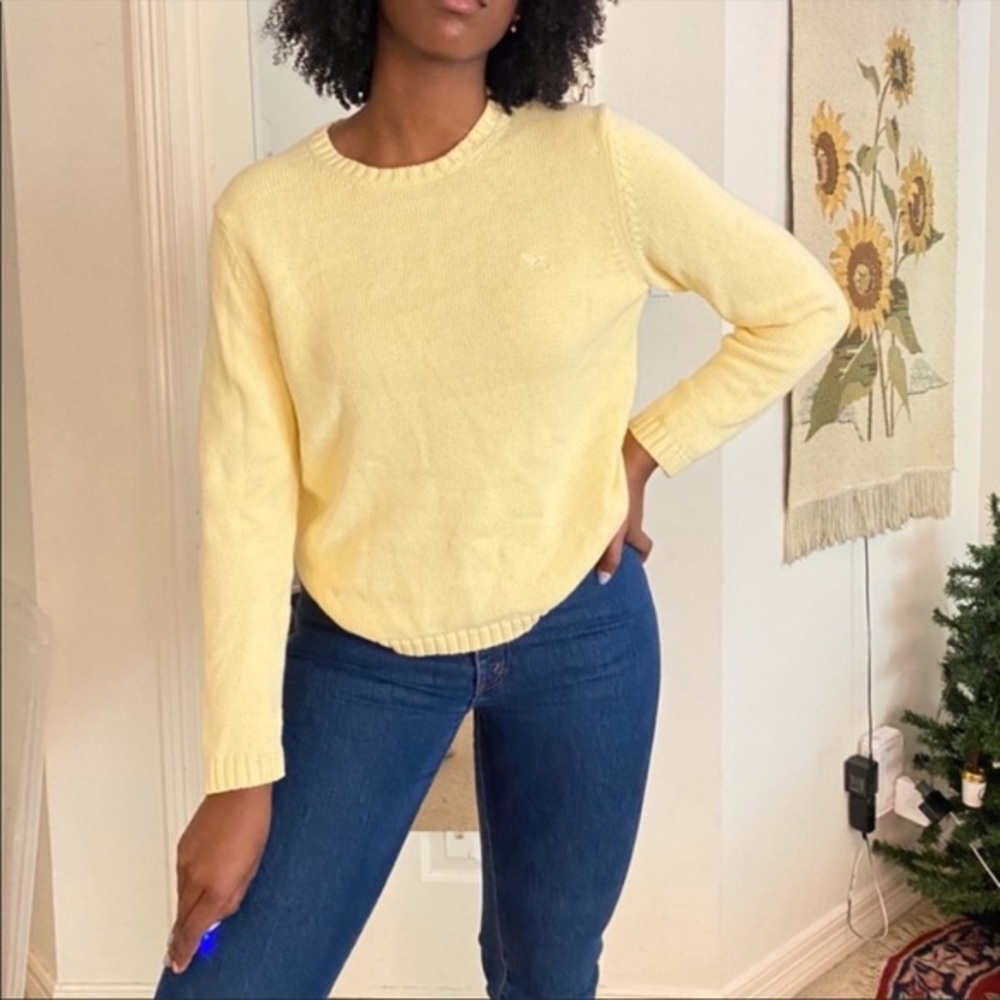 Medium Yellow Knit Crewneck Sweater Eddie Bauer